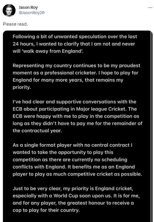 jason roy tweet