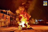 Manipur violence, manipur crisis, Manipur mob set bus on fire