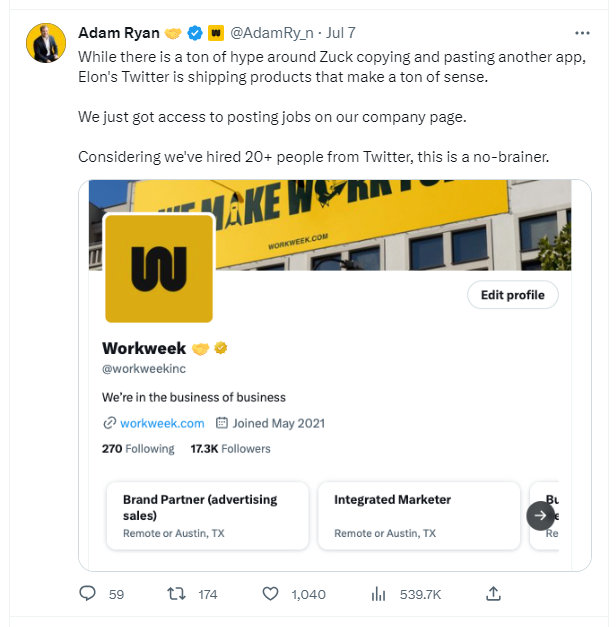 Twitter, Job posting on Twitter, LinkedIn, Elon Musk,
