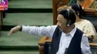 Narayan Rane asking MP Arvind Sawant to sit down.