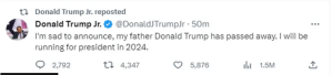 Donald Trump Jr's X account hacked