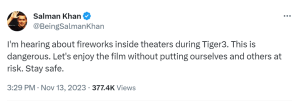 Salman Khan Tweet On Tiger 3