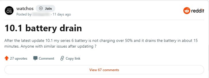 Apple Watch battery drain issues