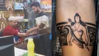 'Ram' naam Tattoo on Muslim Youth body
