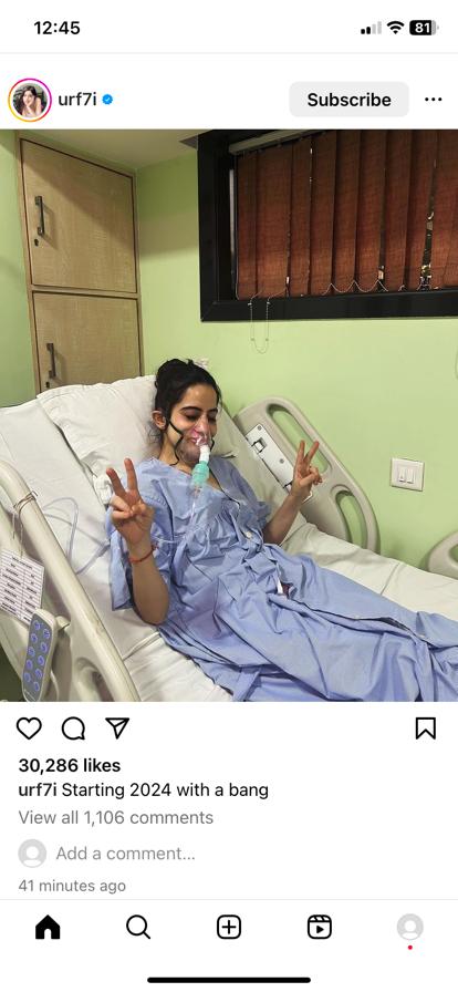 Urfi Javed Hospitalized