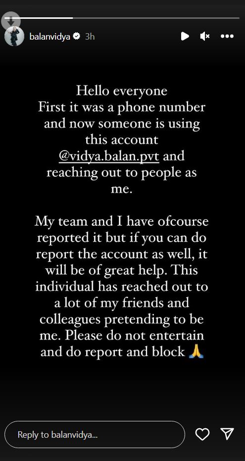 Vidya Balan Fake Instagram Account