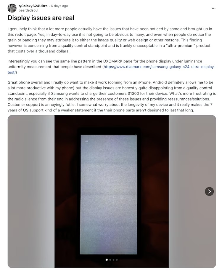 Display issues on Samsung Galaxy S24