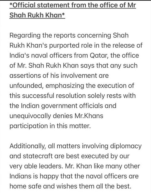 Shah Rukh Khan Connection In Release Of Naval Officers