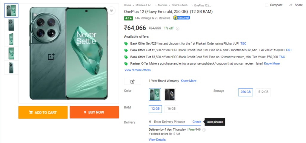 Oneplus 12 Price in India