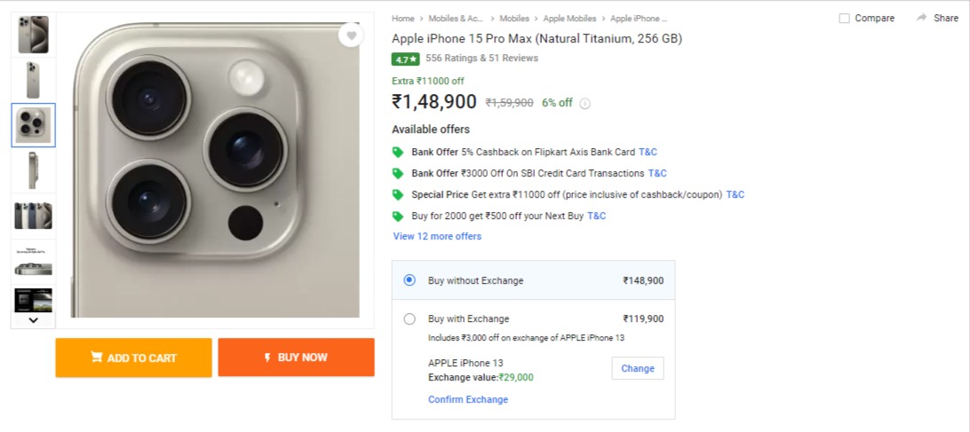 iPhone 15 Pro Max flipkart