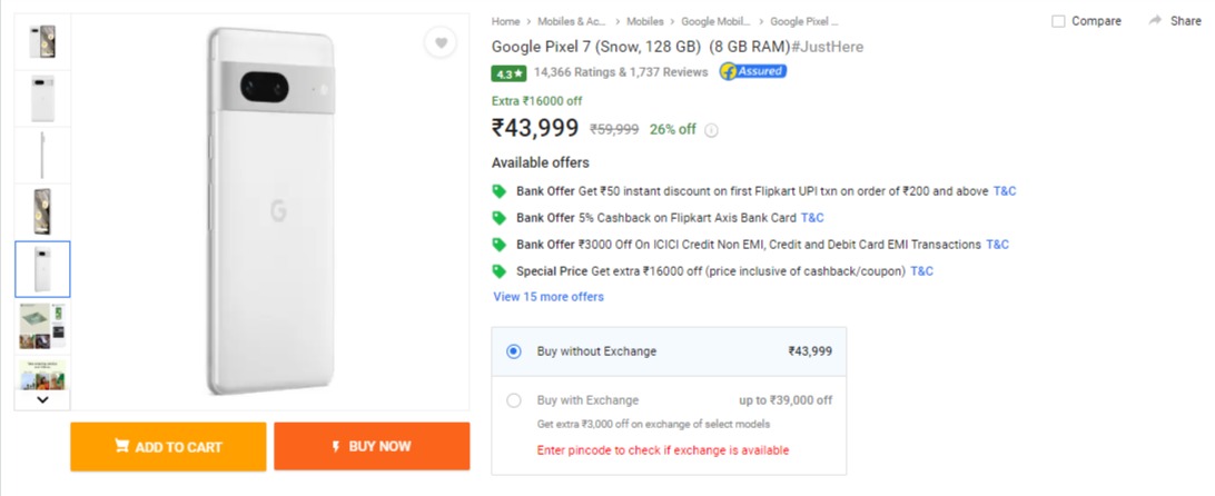 Google Pixel 7 Price