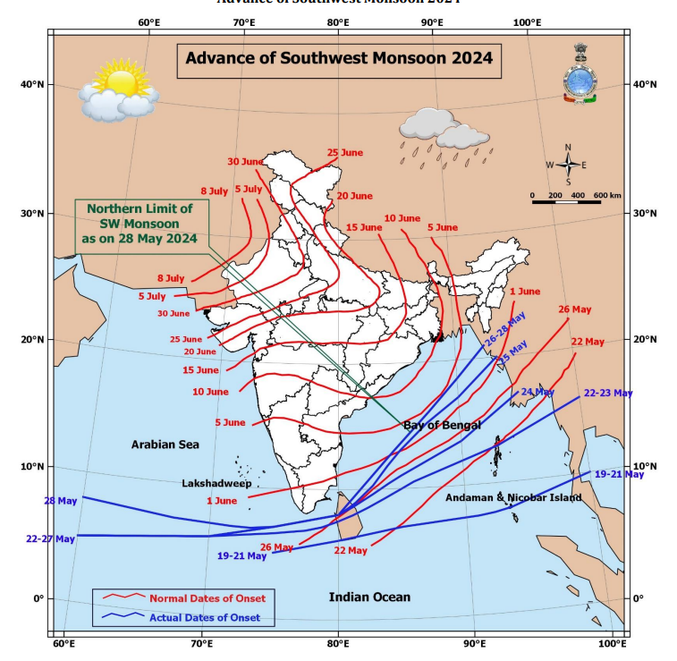 Onset of South West Monsoon
