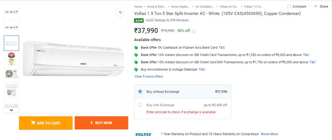 Flipkart Big Saving Days Sale Discount on AC