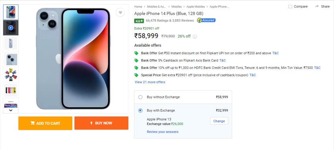 iPhone 14 Price vs iPhone 14 Plus Price