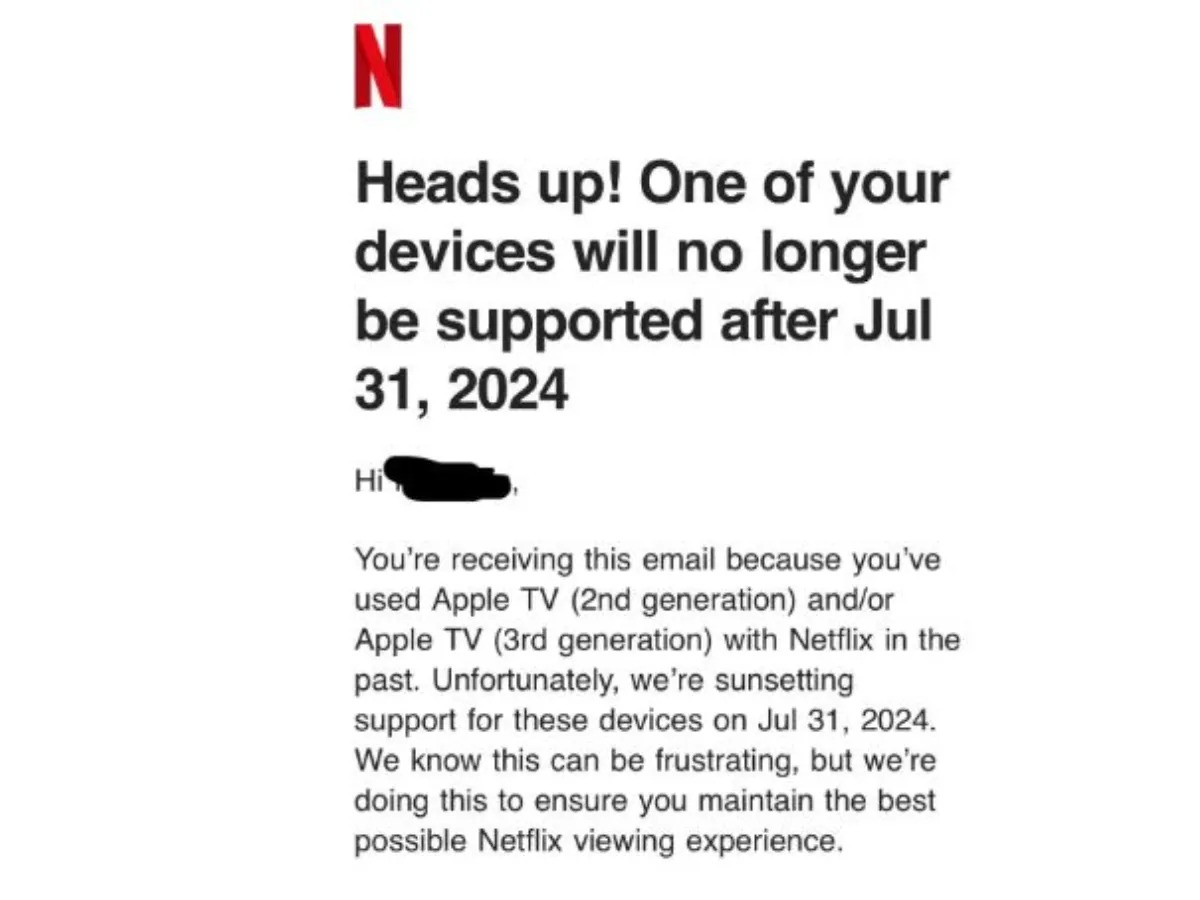 Netflix Drop Support for Old-Gen Apple TV Models