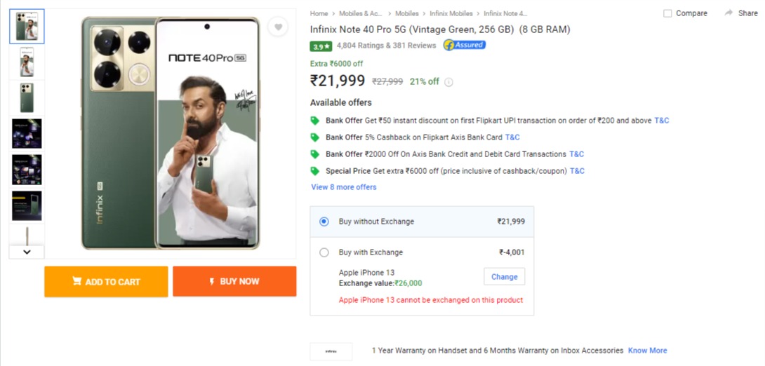 Infinix Note 40 Pro Price