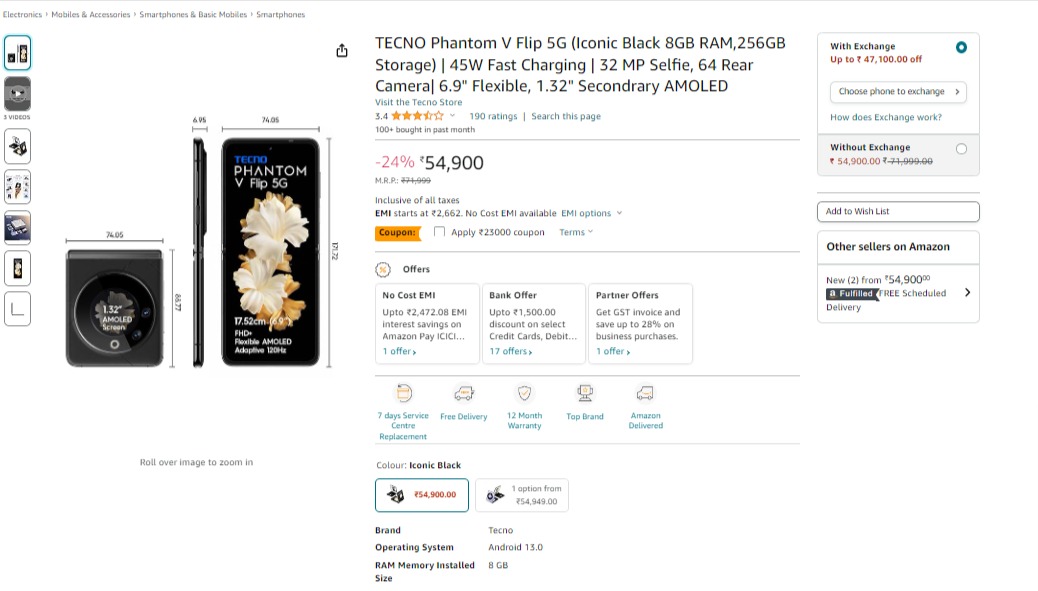 Tecno Phantom V Flip 5G