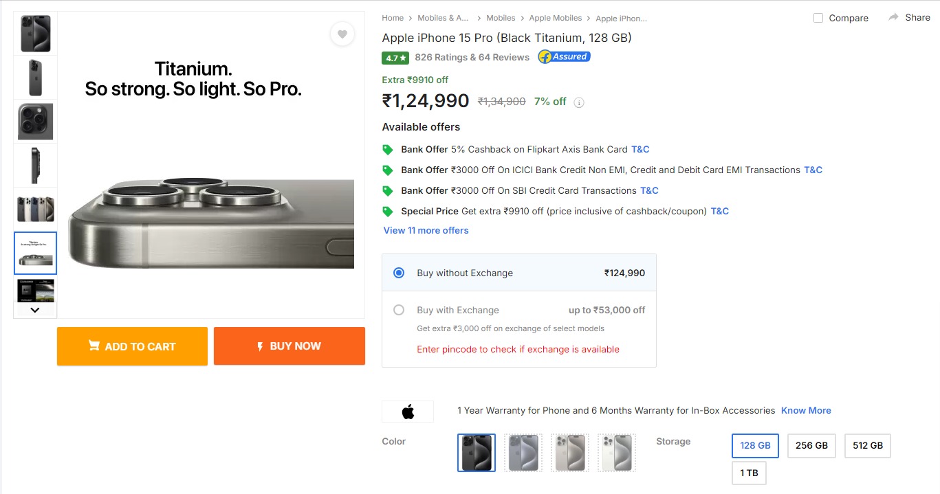 Apple iPhone 15 Pro Price