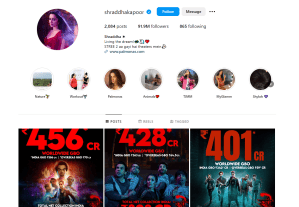 Shraddha Kapoor Instagram Followers