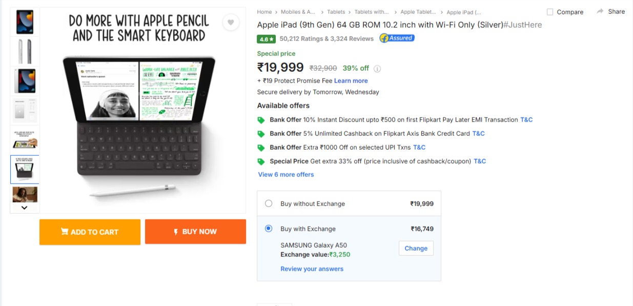 Apple&rsquo;s 9th Gen iPad now available for Rs 19,999 on Flipkart