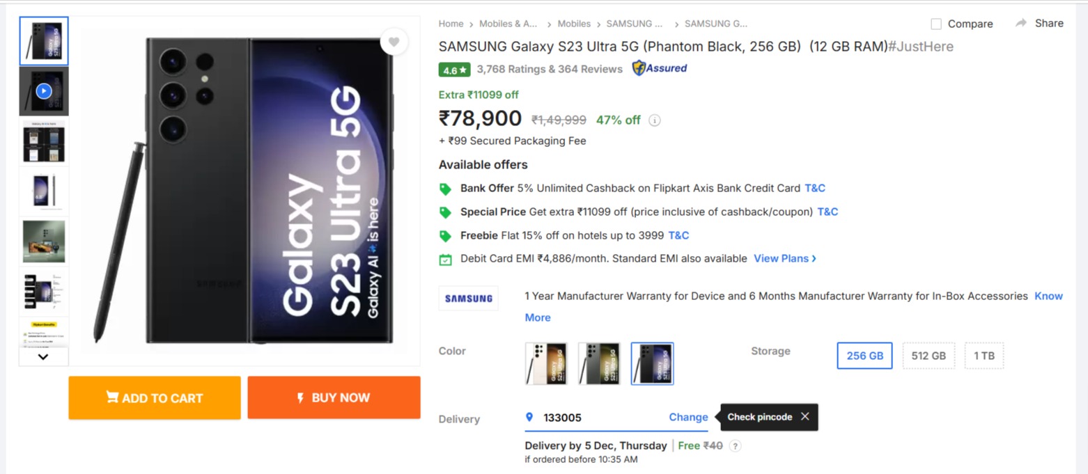Samsung Galaxy S23 Ultra Discount Offer: