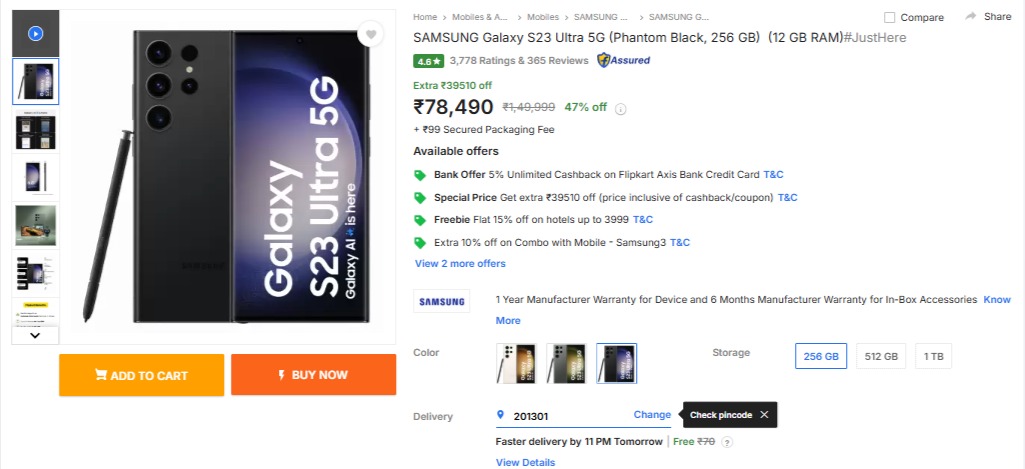 SAMSUNG Galaxy S23 Ultra 5G Discount Offer&nbsp;