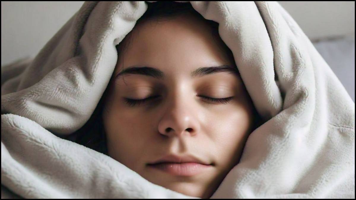 Cover Face With Blanket In Winter
