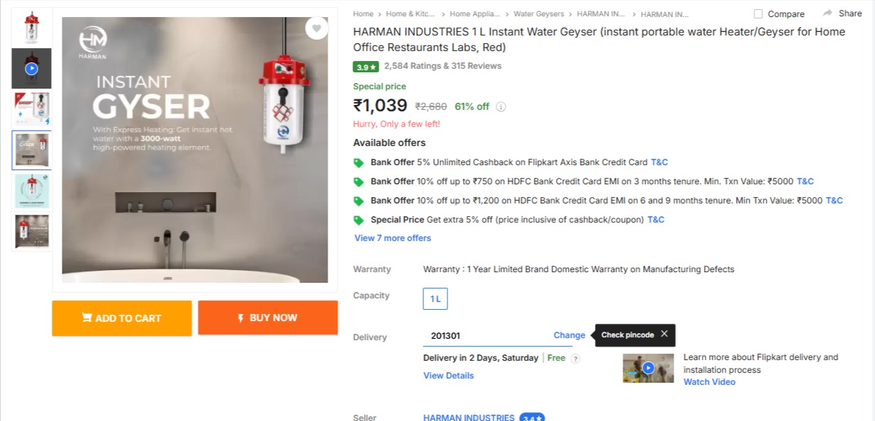 Instant Water Geyser