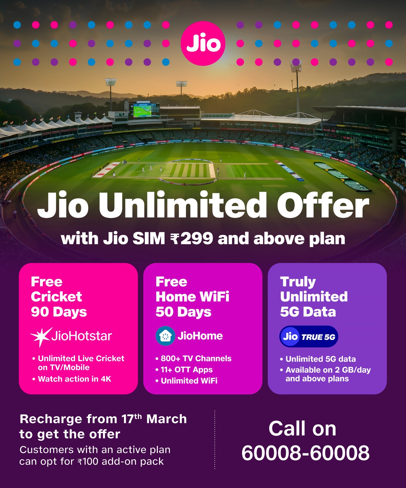 Jio launch unlimited offer for Cricket Season 2025