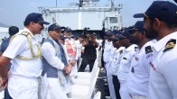 Defense Minister Rajnath Singh with Indian Navy personnel