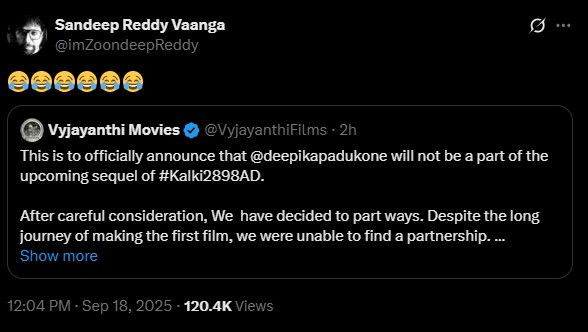 Sandeep Reddy Vanga Fake Account