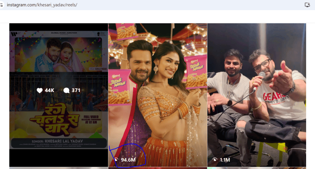 Khesari Lal Reel video Views