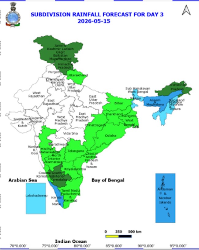 पूर्वी भारत में भारी बारिश की चेतावनी