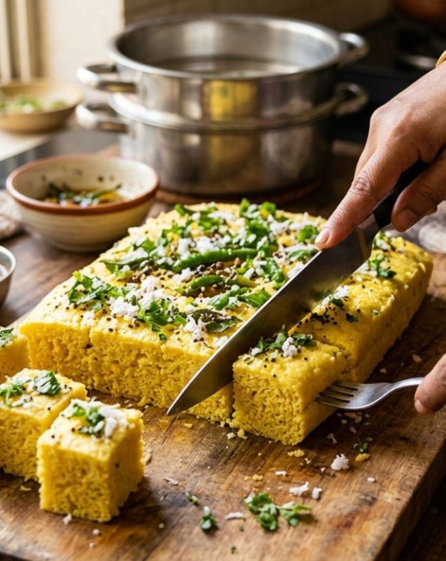 स्टीम किया जाता है ढोकला 