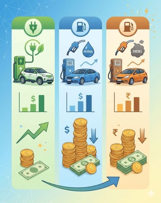 इलेक्ट्रिक कार कितनी ज्यादा सस्ती?