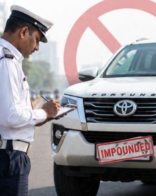 गुरुग्राम में फॉर्च्यूनर जब्त होने का मामला