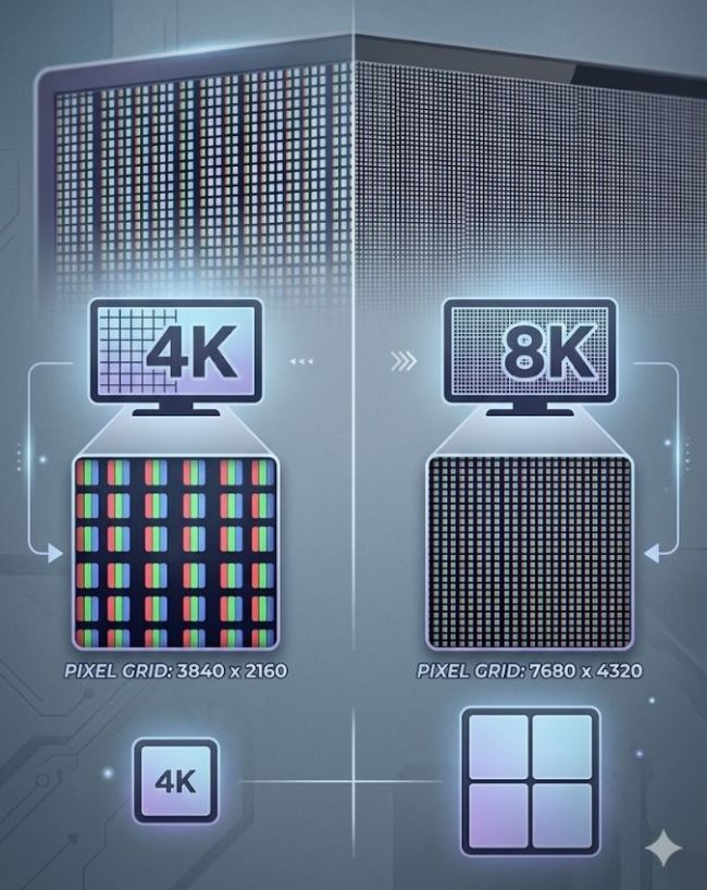 4K और 8K रेजोल्यूशन में कितना अंतर है?