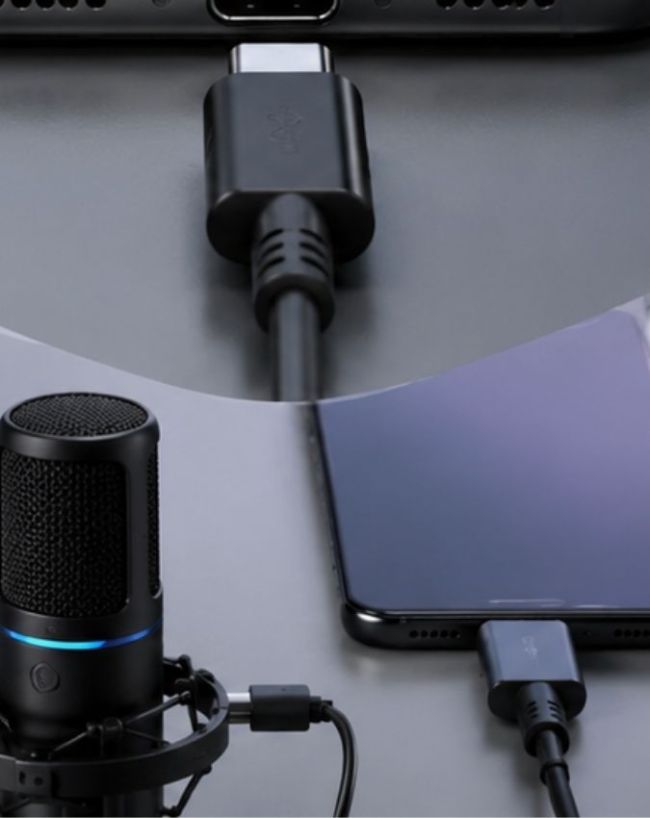 रिकॉर्डिंग के लिए इस्तेमाल करें USB-C माइक्रोफोन