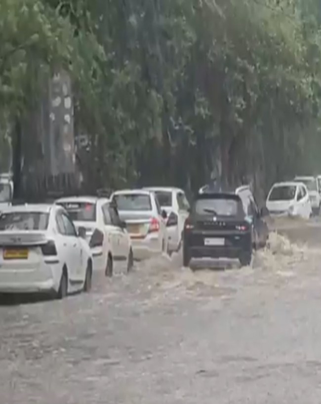 पानी में डूबी गाड़ियां