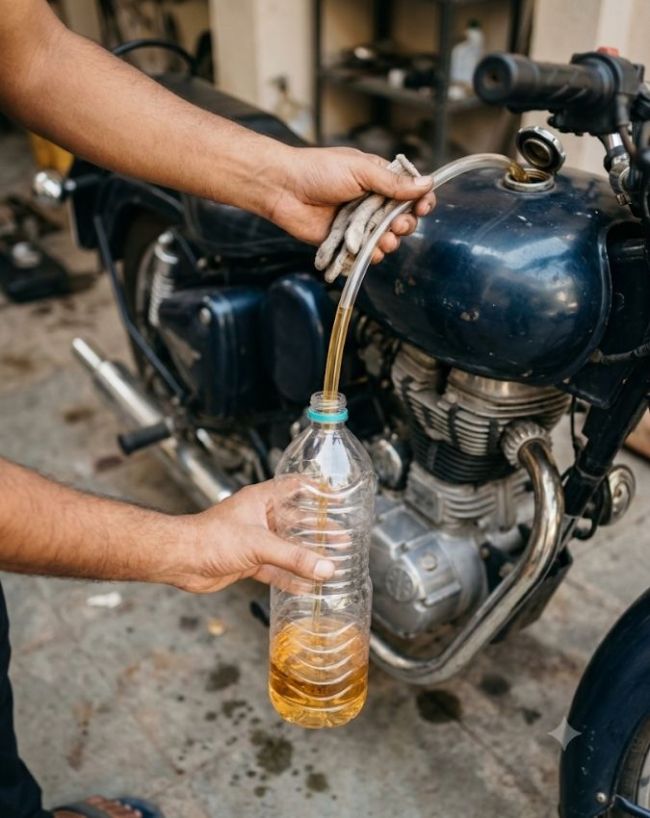 पेट्रोल निकालने के लिए करें बोतल का इस्तेमाल